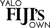 Black text 'YALO FIJI'S OWN' on a white background